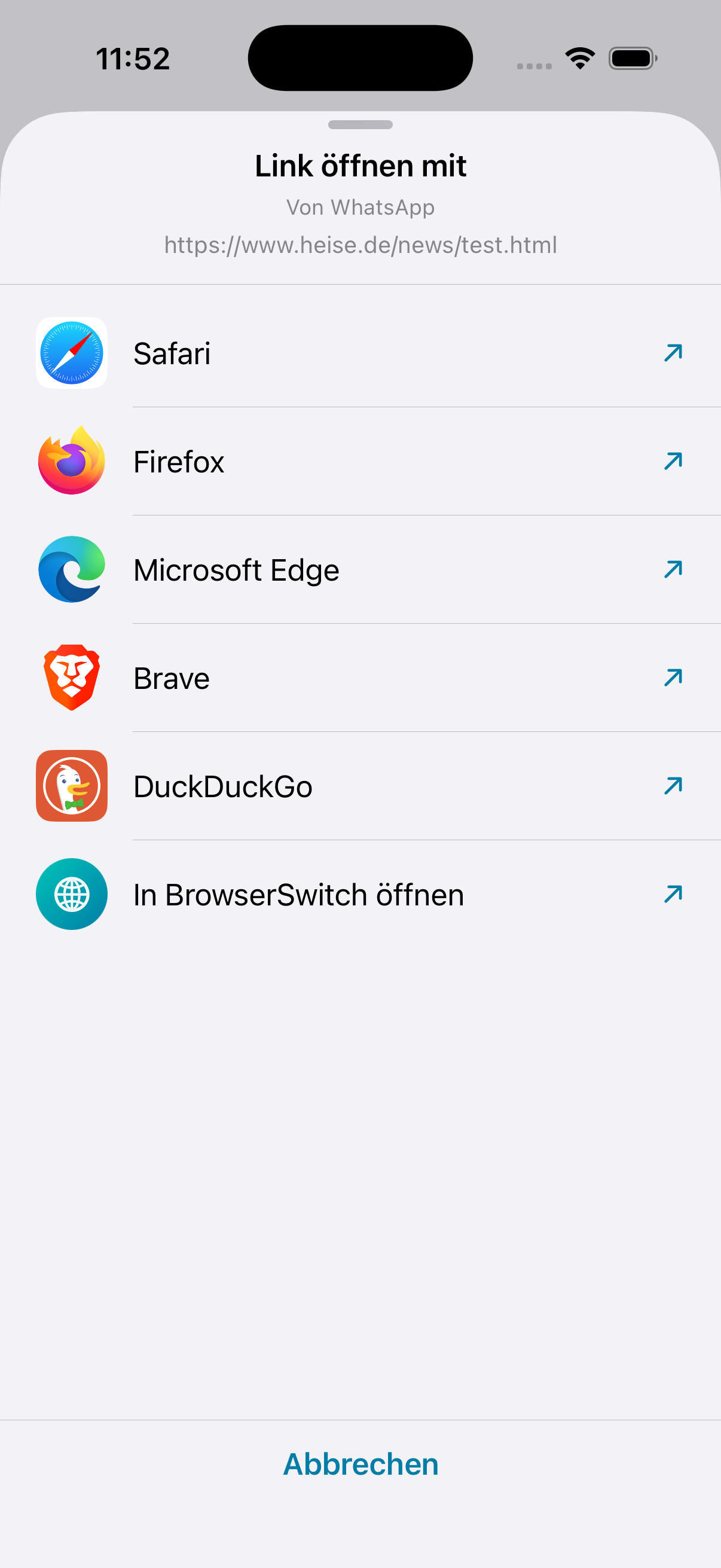 BrowserSwitch Auswahl-Dialog