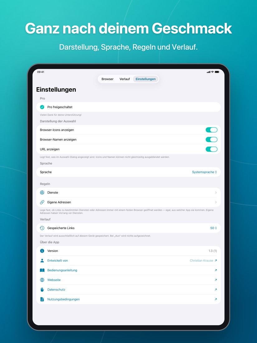 Einstellungen auf dem iPad